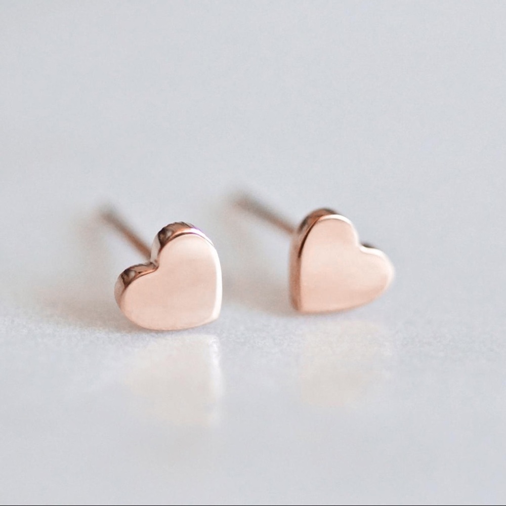 Stainless Steel Rose Gold Heart Studs